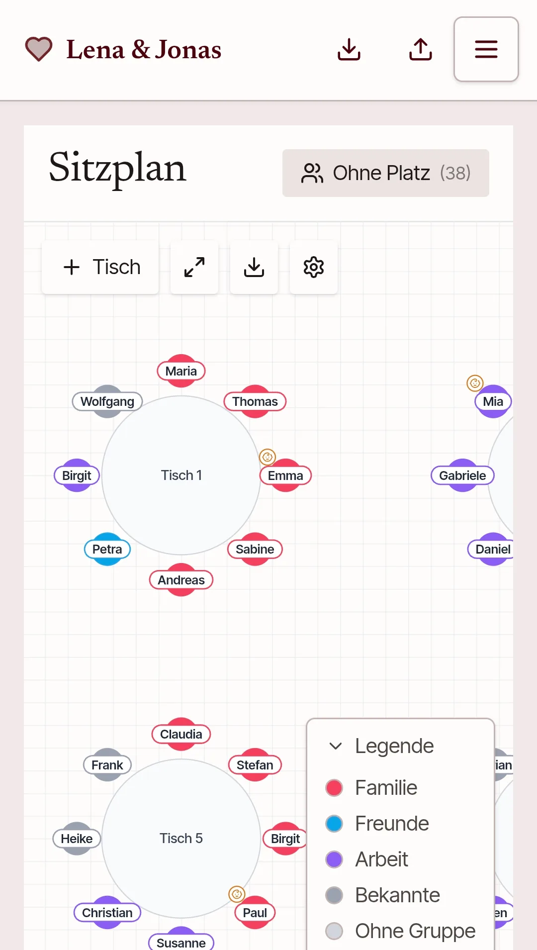 Sitzplan — Screenshot