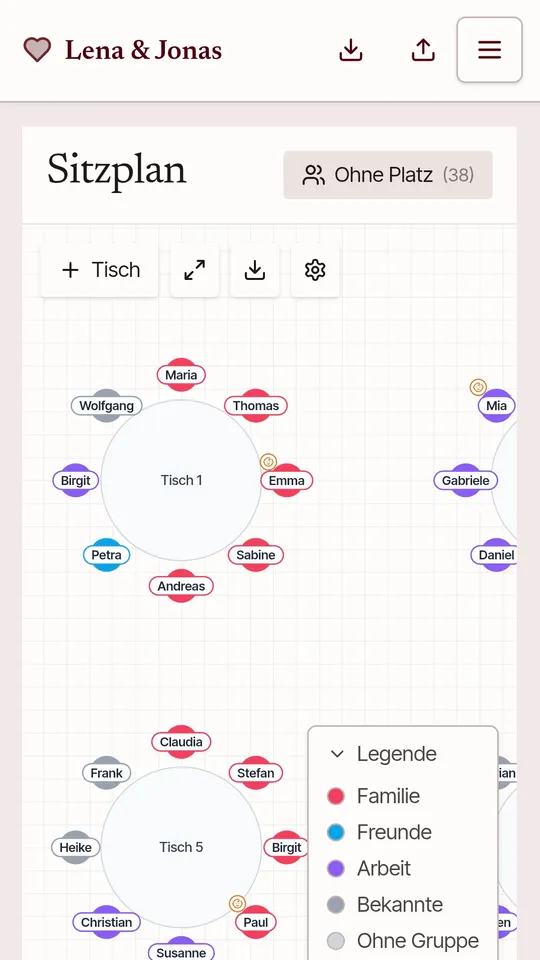Sitzplan — Screenshot