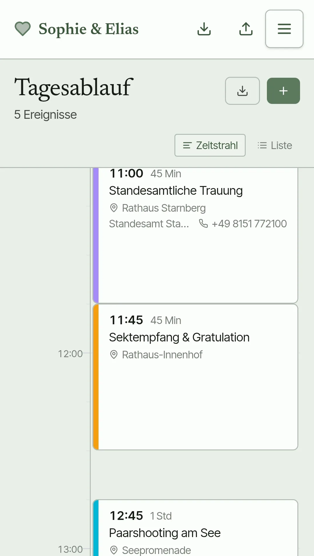 Tagesablauf — Screenshot